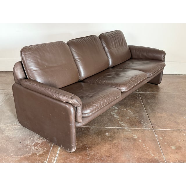 Animal Skin Vintage 1970s Brown Leather De Sede Ds-61 Sofa For Sale - Image 7 of 12
