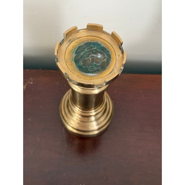 Mid-Centry Solid Gold Brass Chess Bishop Rook Hollywood Regency Vintage Sculpture Desk Object Chess Game Figurine Model....