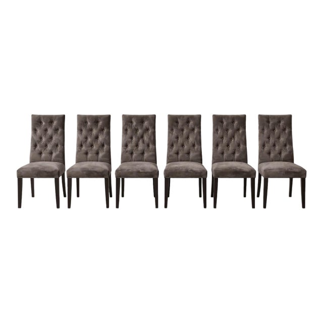 Set of 6 Italian Tufted Velvet Dining Chairs by Alf Uno s.p.a., Italy For Sale