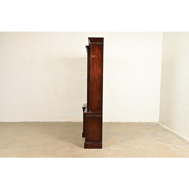 Baker Furniture Georgian Carved Mahogany Breakfront Bookcase Cabinet, Circa 1960s For Sale - Image 11 of 13