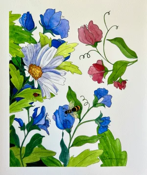 Giclee Print “Sweet Peas” Watercolor Painting