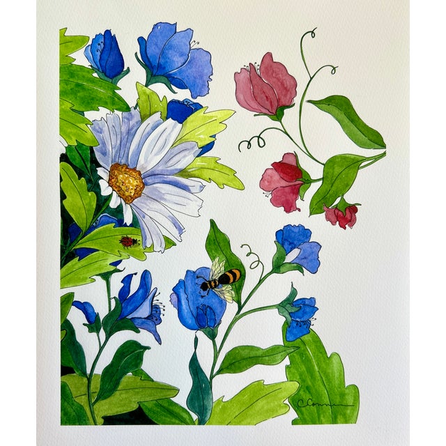 Sweet Peas Watercolor Painting Giclee Print For Sale