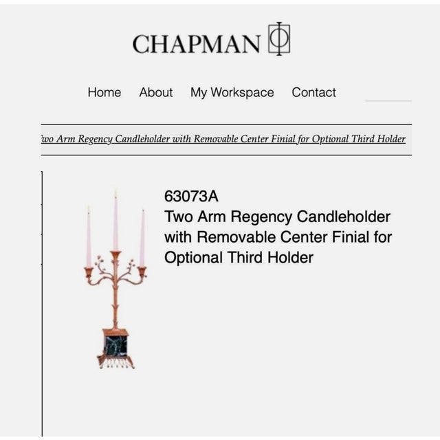 1990s Chapman Regency Antique Brass & Marble Candelabras - a Pair For Sale - Image 11 of 11