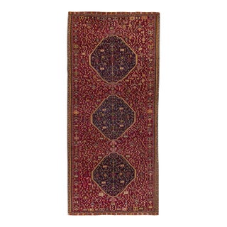 Handwoven Vintage Turkish Kilim Rug in Maroon, Blue Geometric Medallion Pattern For Sale