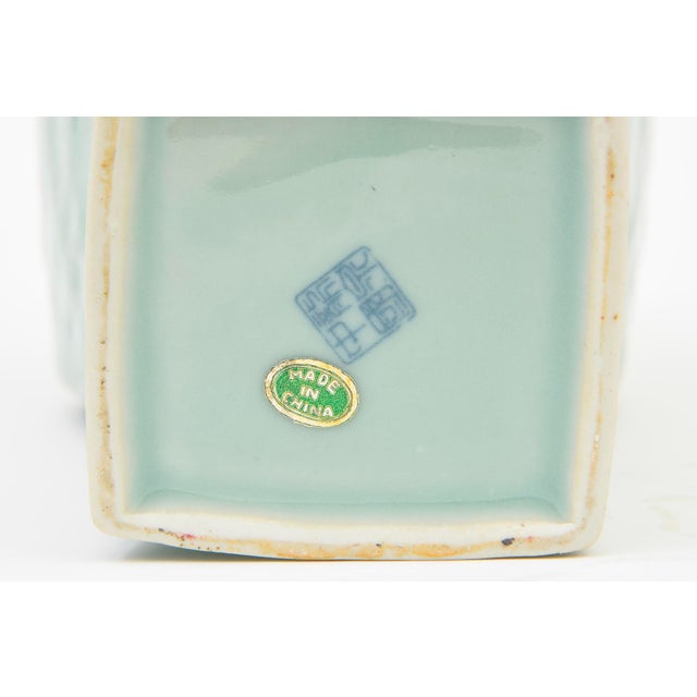 Vintage Mid Century Modern Porcelain Asian Vase in Celadon Green, 1950's For Sale - Image 11 of 11