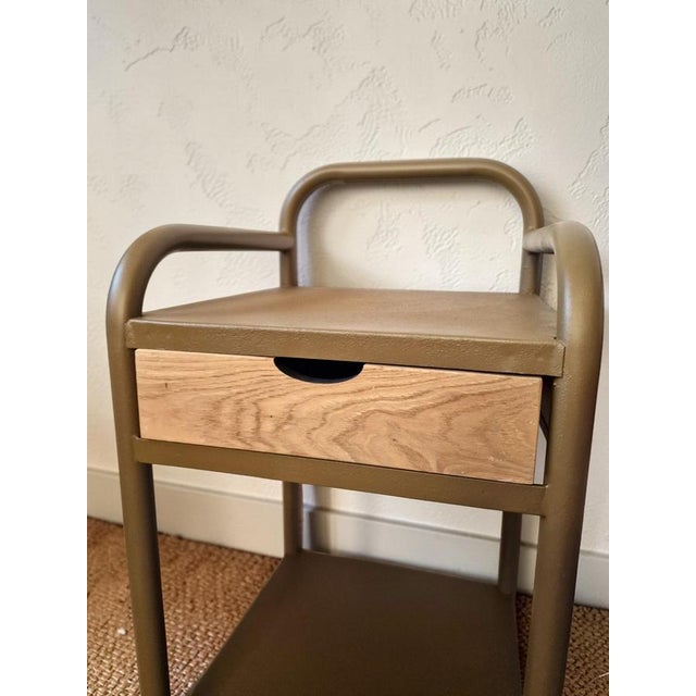 Vintage Bedside Tables in Metal and Wood, 1950s, Set of 2 For Sale - Image 6 of 11