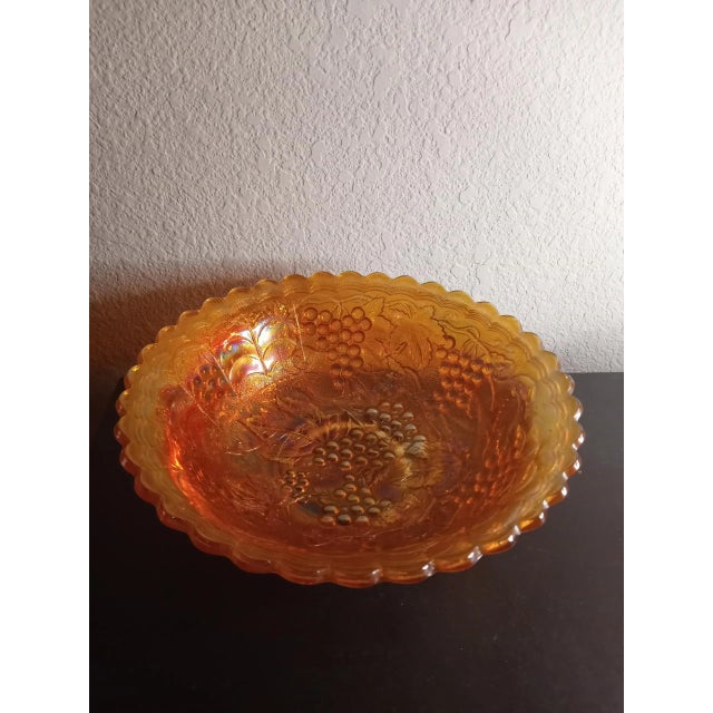 Glass 1950s Indiana Glass Marigold Carnival Glass Berry Bowl For Sale - Image 7 of 7