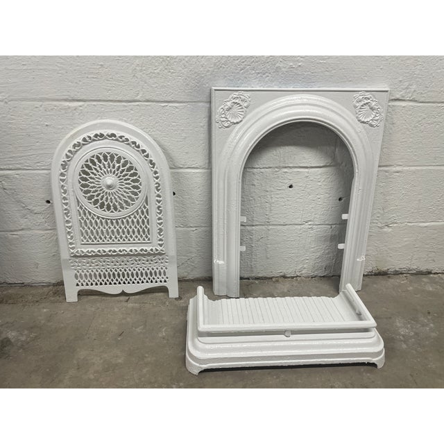 19th Century Antique 21" Cast Iron Fireplace Surround, Insert and Floor Panel – Ornate Victorian From New Orleans For Sale In Mobile - Image 6 of 6