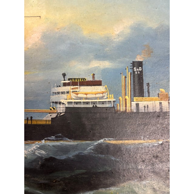 American Uss Deuel, Oil on Board, Circa 1940's. For Sale - Image 3 of 12