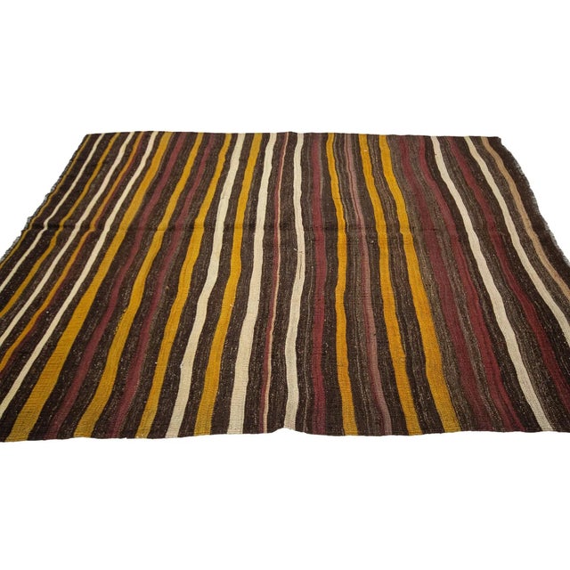 Striped Vintage Goat Hair Kilim Rug For Sale - Image 4 of 7