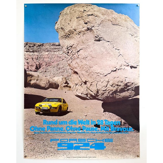 Porsche 924 Around the World in 28 DaysOriginal Porsche Poster, 1977 For Sale - Image 3 of 10