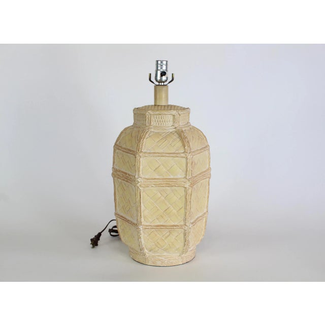 Mid-Century Modern 1970s Faux Bamboo Plaster Lamp For Sale - Image 3 of 3