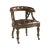 Carved Napoleon Brown Finished Game Chair Briarwood Leather Upholstery Brass Accents