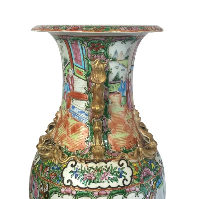 Chinese Export Porcelain Rose Medallion Vase, 23in, Canton, Ca. 1860 For Sale - Image 9 of 12