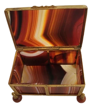 Bronze Agate Snuff or Jewelry Box - 19th Century German