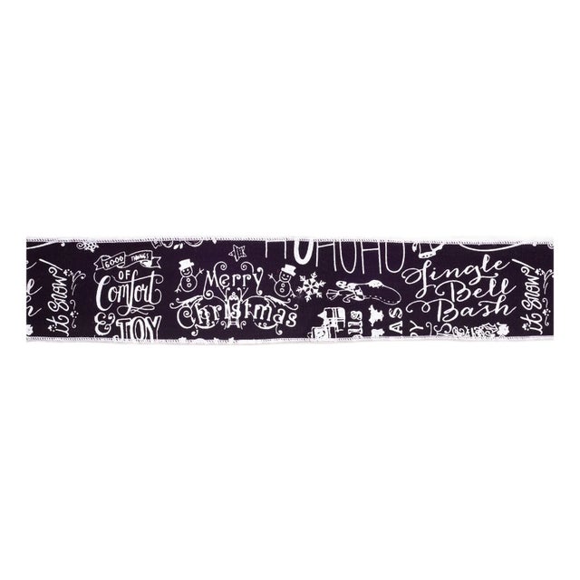 Black and White Christmas Sentiment Ribbon (Set of 2) For Sale