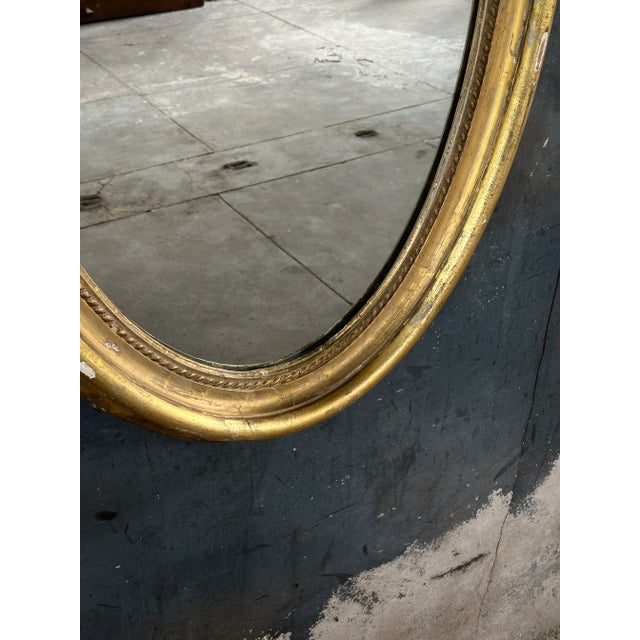 Late 19th Century 19th Century French Gold Gilt Oval Wall Mirror For Sale - Image 5 of 9