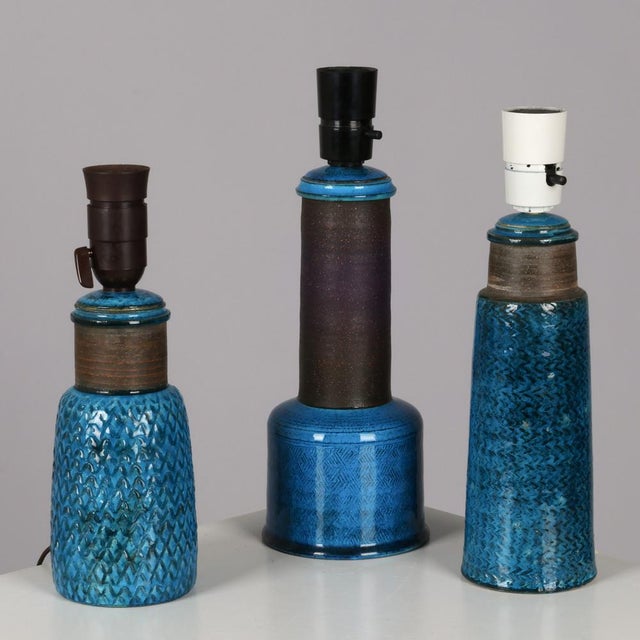 Blue Ceramic Table Lamp by Herman A. Kähler for Kähler, Denmark, 1960s For Sale - Image 8 of 9