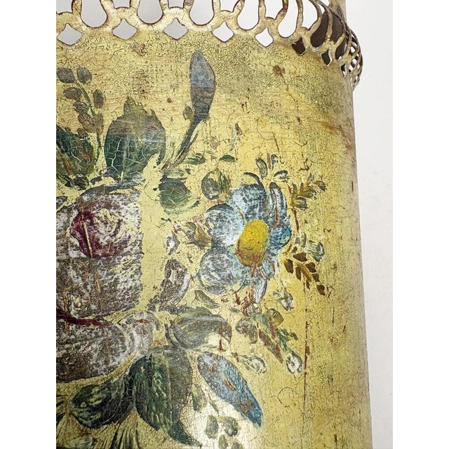 Gold Antique Yellow Hand-Painted Basket, 19th Century For Sale - Image 8 of 9
