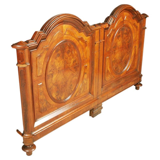 Brown Antique Italian Double Bed in Walnut Burl, Bassano del Grappa, 1890s For Sale - Image 8 of 11
