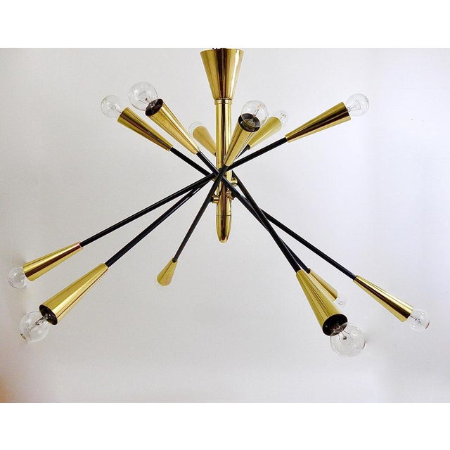 Large Articulating Black and Brass Sputnik Chandelier in the style of Stilnovo, 1950s For Sale - Image 16 of 18