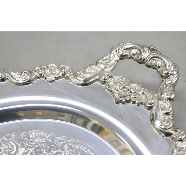 Vintage Towle Victorian Silver Plated Oval Twin Handle Serving Platter Bar Tray For Sale - Image 13 of 17