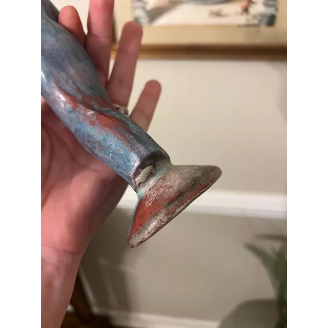 Sky Blue Rare Vintage Michael Andersen Denmark Pottery Lady Figurine With Persia Glaze For Sale - Image 8 of 10