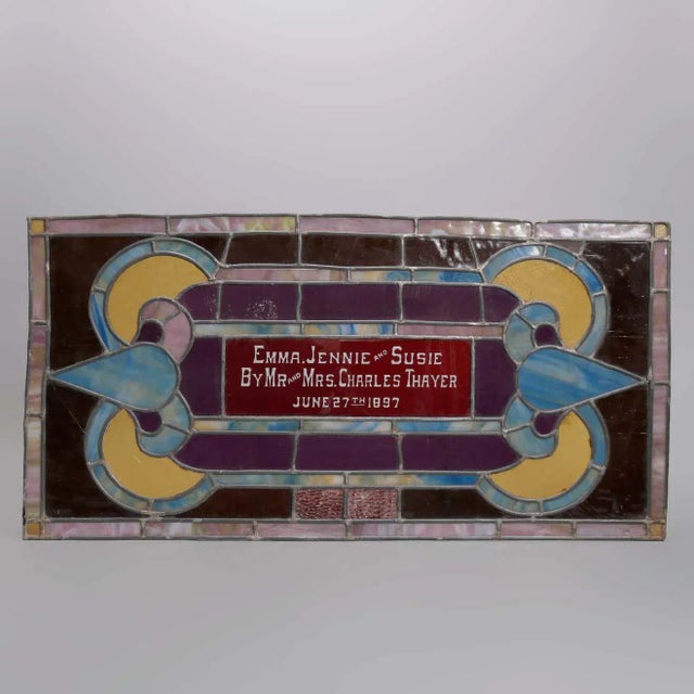 Victorian Early 20th Century Antique Victorian Leaded Stained Glass Window For Sale - Image 3 of 8