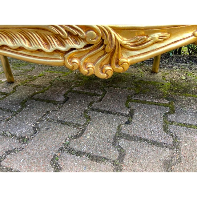 Wood Late 20th French Louis XVI Gold and Velvet Settee For Sale - Image 7 of 12