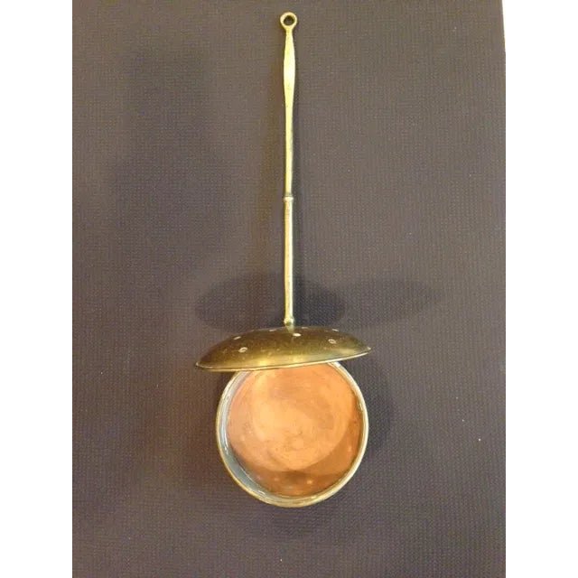 Antique Ember Scoop and Bed Warmer. The ember scoop is brass and forged iron and was used place embers into the bed...