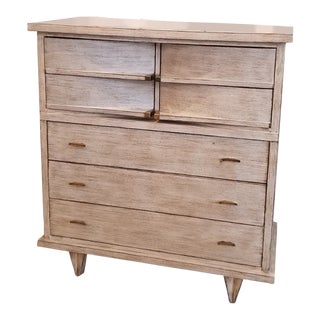 1960s Vintage Tall White Wash Dresser For Sale