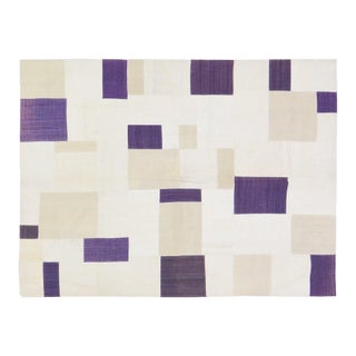 Vintage Turkish Patchwork Hand Knotted Rug With Organic Wool and Soft Texture,5'x6'6" For Sale