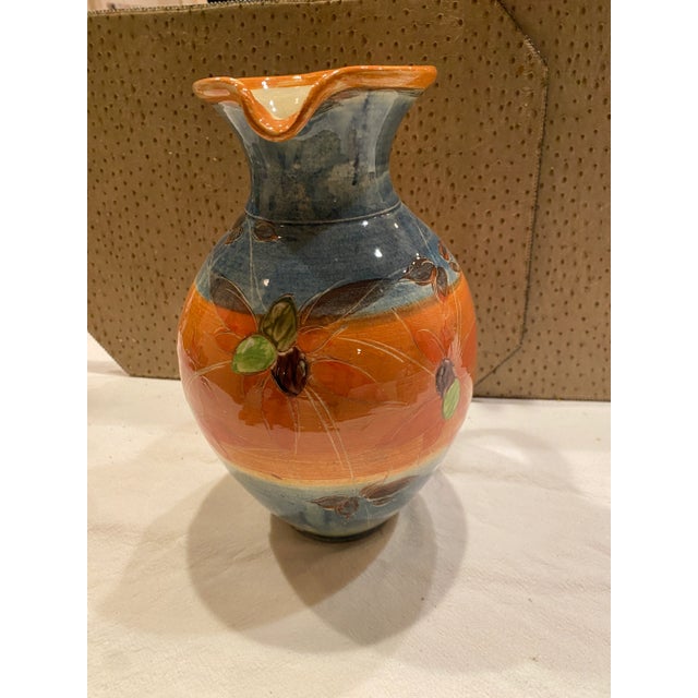 1980s French Provence Multi-Color Glazed Decorative Ceramic Pitcher For Sale - Image 9 of 10