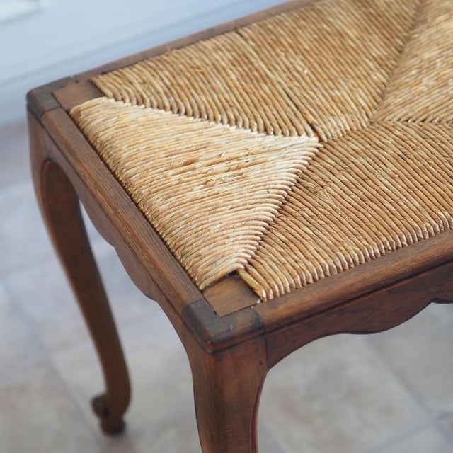 Louis XV Bench with Straw Weaving, 1960 For Sale - Image 3 of 12