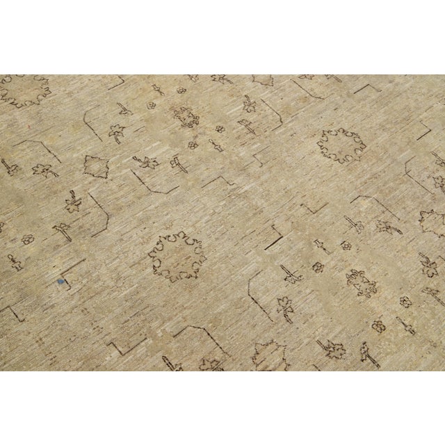 Modern Indian Wool Rug Handmade in Neutral Tones With Allover Pattern For Sale - Image 9 of 9