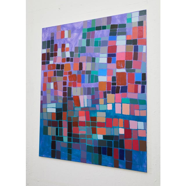 Colour in rectangular and square sections was applied over a week. With each session, oil pigments were changed and...