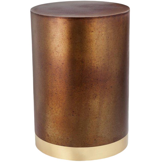 New Round Column Stool or Side, Coffee Table in Oxide Finished For Sale