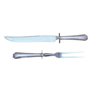 Vintage Paneled Sterling Silver Roast Carving Set Knife Fork - 2 pcs For Sale