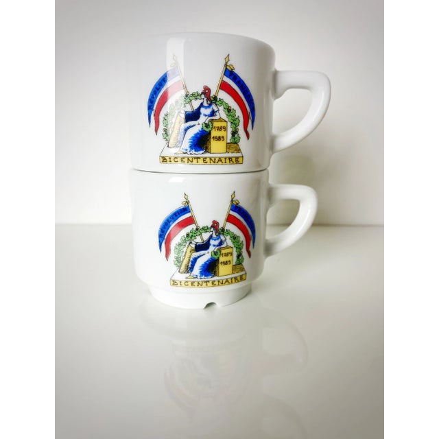 This is a RARE set of Apilco Porcelain Bicentenaire De La Revolution France Espresso Cups without the saucers. Perfect for...