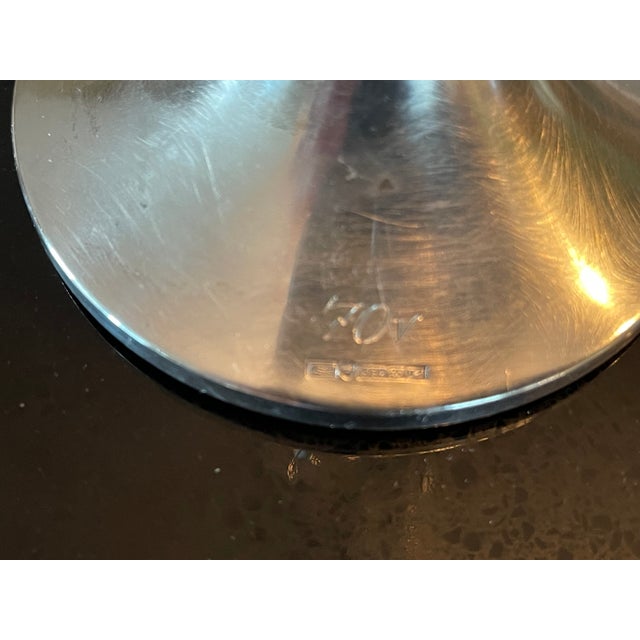 Art Nouveau Vintage European Clear & Satin Check Glass Vase With Sterling Silver Foot - 1920s/30s For Sale - Image 3 of 5