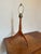 Shaker Workshop table lamps with distinctive cherry wood tripod form and fabric shades. Stamped under the stem.
