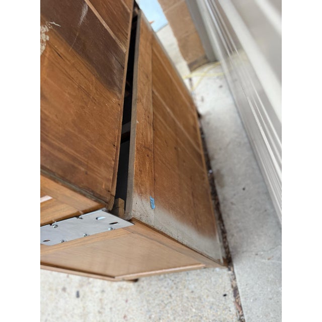 Antique 2 Part Solid Oak Hoosier Cabinet For Sale - Image 16 of 17