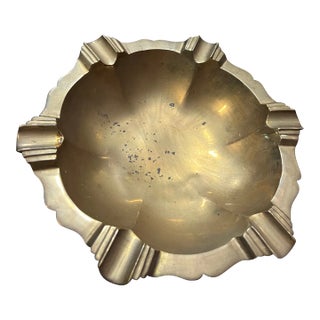 1970s Large Brass Cigar Ashtray With Art Deco Details For Sale