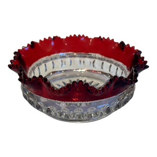 Antique Heisey Glass No. 1220 "Punty Band" Ruby Stained Berry Bowl, C. 1900 For Sale