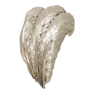 Vintage Signed Napier Rhodium Plated 3 Feather Brooch