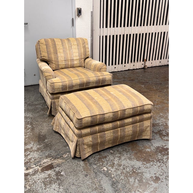 Taupe Vanguard Furniture Arm Chair + Ottoman Set For Sale - Image 8 of 12