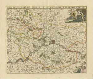 Antique Map of the Namur Region France by F. De Wit, 1680