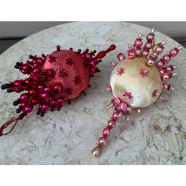 These hand-crafted beaded Christmas ornaments were sourced from an estate on one of the San Juan Islands in the Pacific...