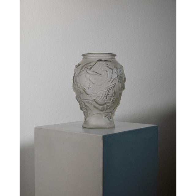 Vintage Art Deco Pressed Glass Vase from Josef Inwald, Czech, 1930s For Sale - Image 13 of 14