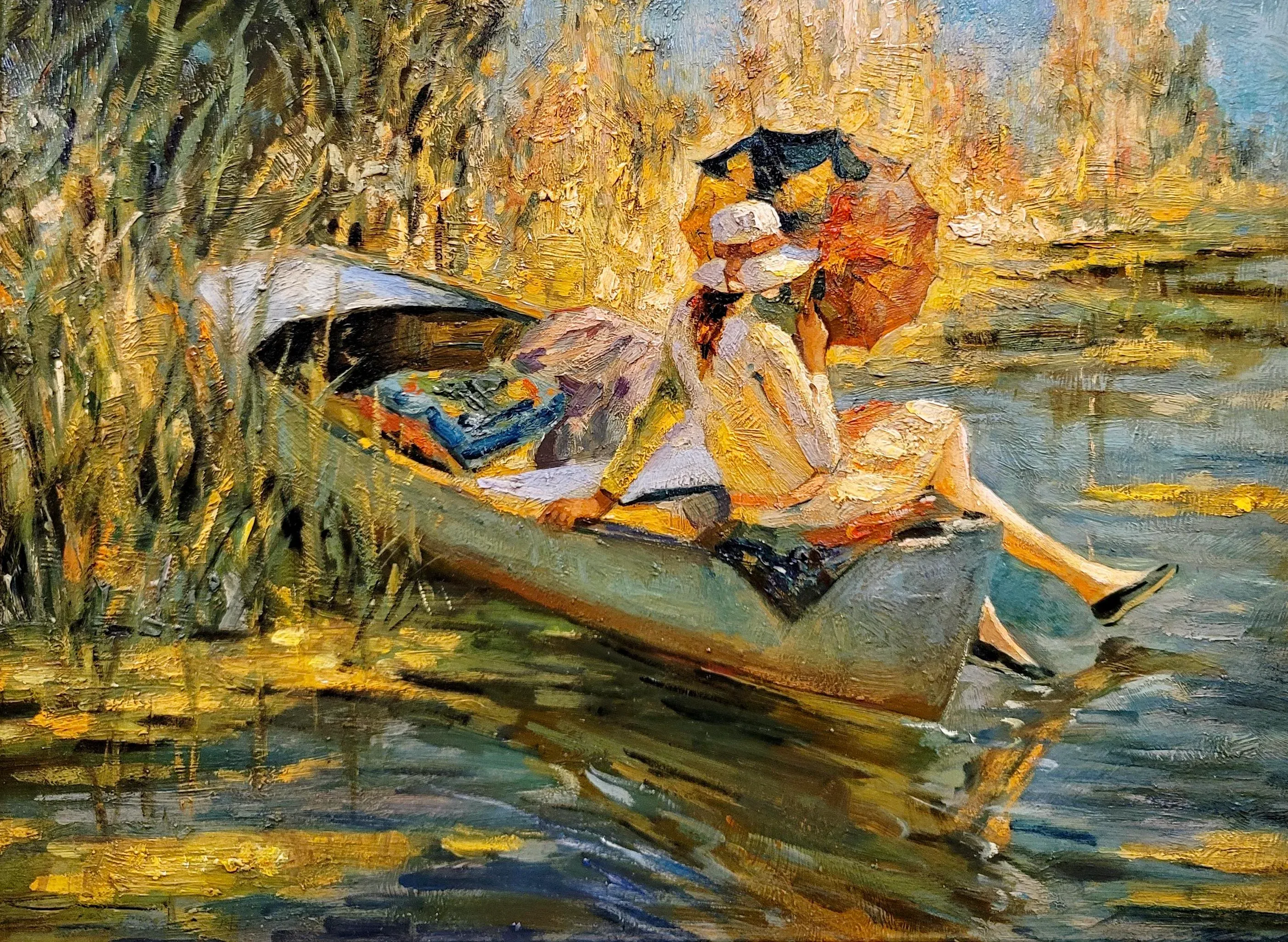 エドワード・カキュエル、An afternoon boating、希少画集より Manner of Edward Alfred Cucuel -Quite Waters (Afternoon at the